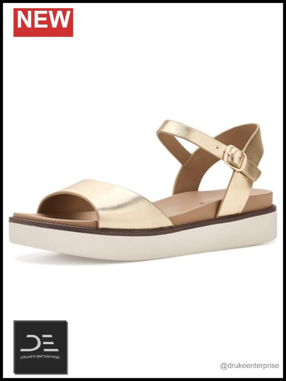 Waterproof Leather Platform Heel Sandals Ankle Strap